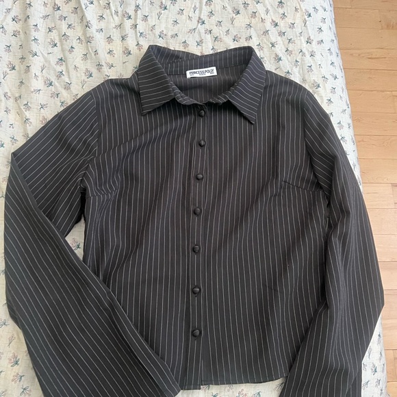 Princess Polly Other - Princess Polly Charcoal Pinstripe Button-Down Shirt